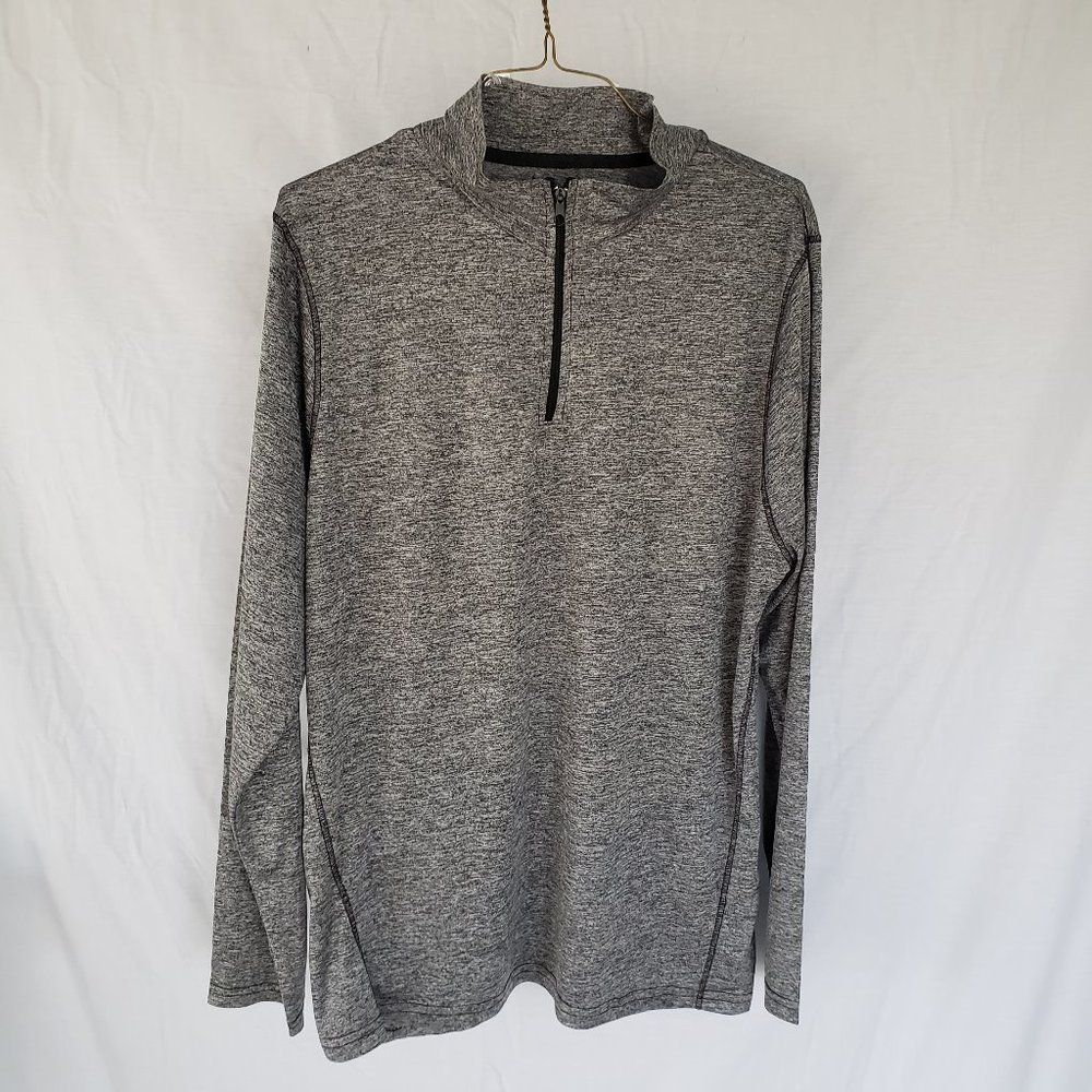 REAL ESSENTIALS MEN'S ACTIVE DRY FIT QUARTER ZIP